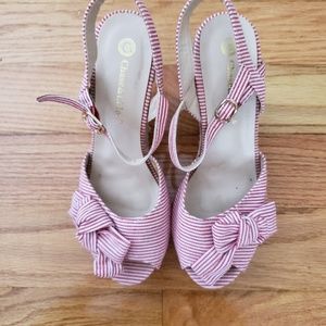 Chase and Chloe Red and White Wedges-9